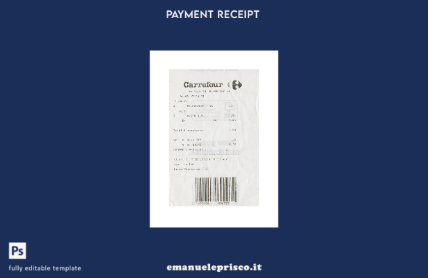 modello di ricevuta di pagamento del supermercato Carrefour in stile verificato